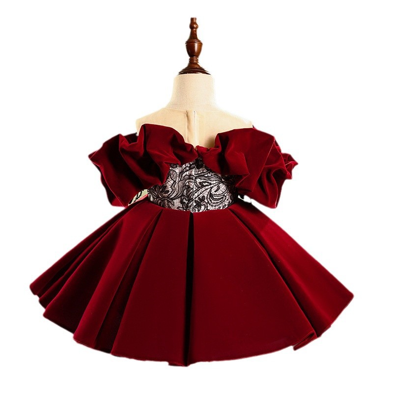 Willhawack Girls Wine Red Little Girl Princess Dress