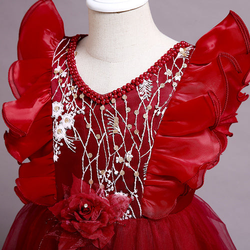 Willhawack Embroidered Little Flowers Girls Dress Princess Dress