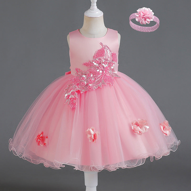 Willhawack New Girls' Dress High-end Sleeveless Dress