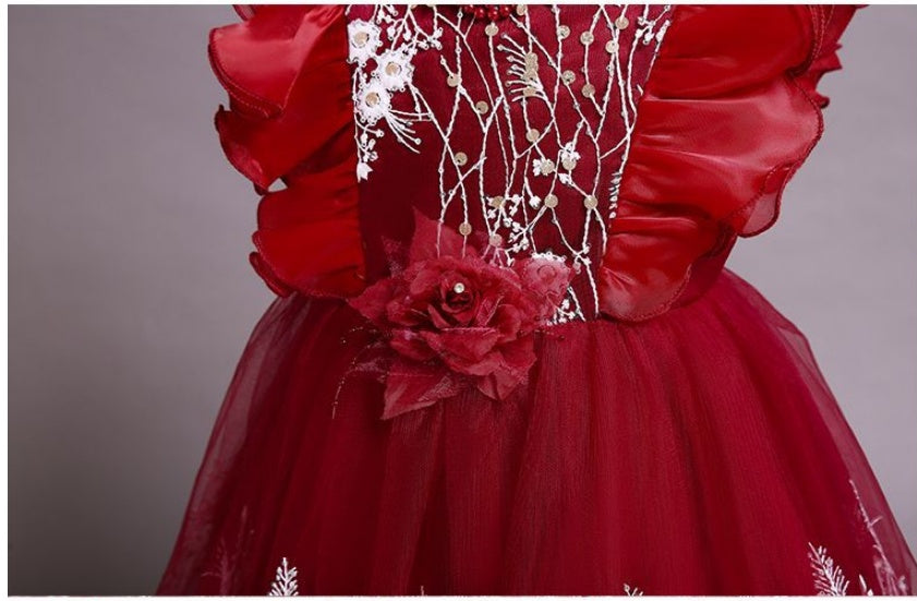 Willhawack Embroidered Little Flowers Girls Dress Princess Dress