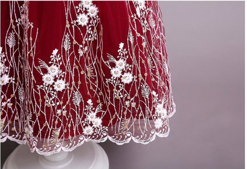 Willhawack Embroidered Little Flowers Girls Dress Princess Dress